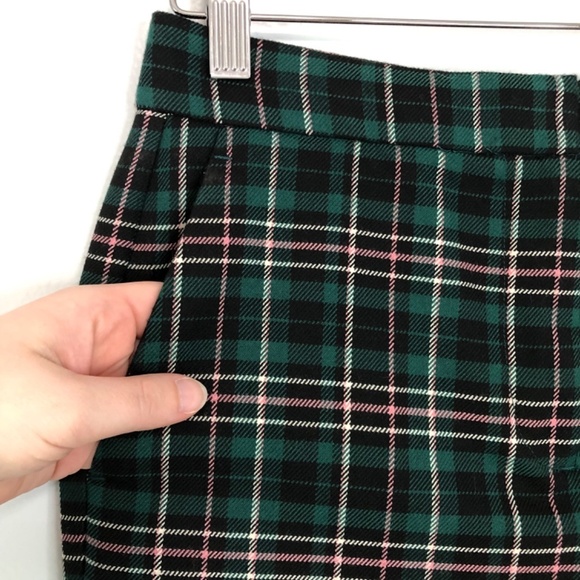 Ann Taylor Green Pink Plaid High Waist Ankle Pants 0 Petite - Picture 5 of 15